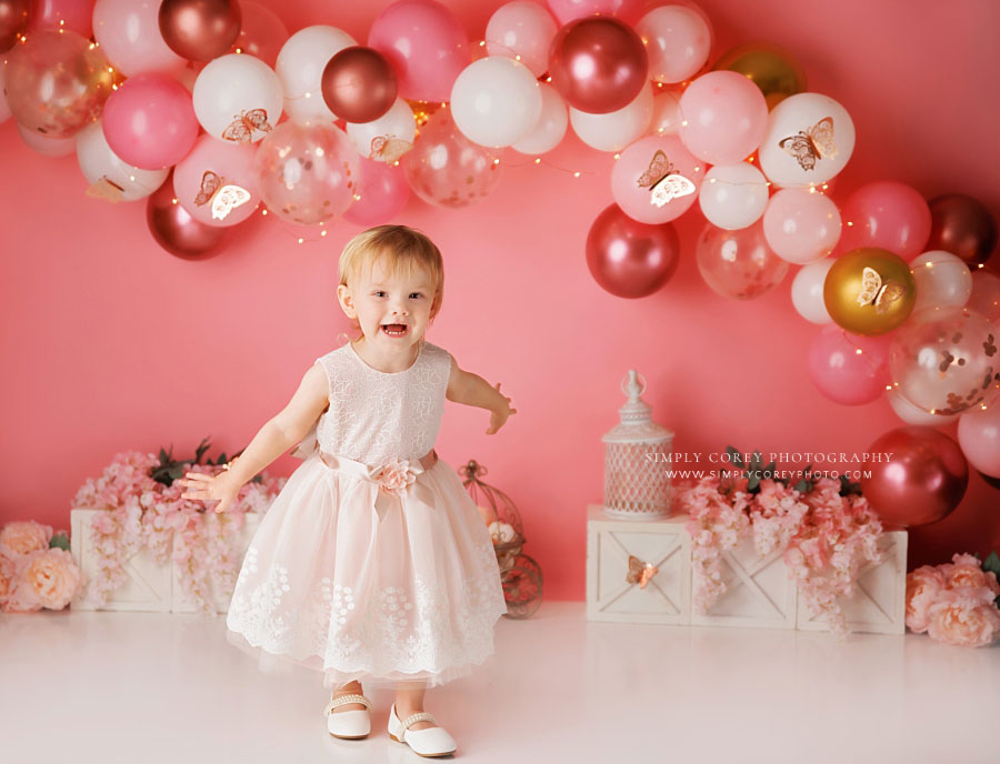 Tyrone baby photographer, rose gold pink butterfly cake smash set