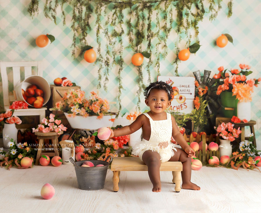 Tyrone baby photographer, studio peach themed milestone session