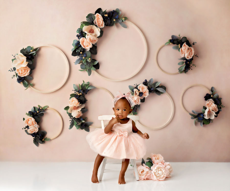 Atlanta baby photographer, milestone session with floral hoops