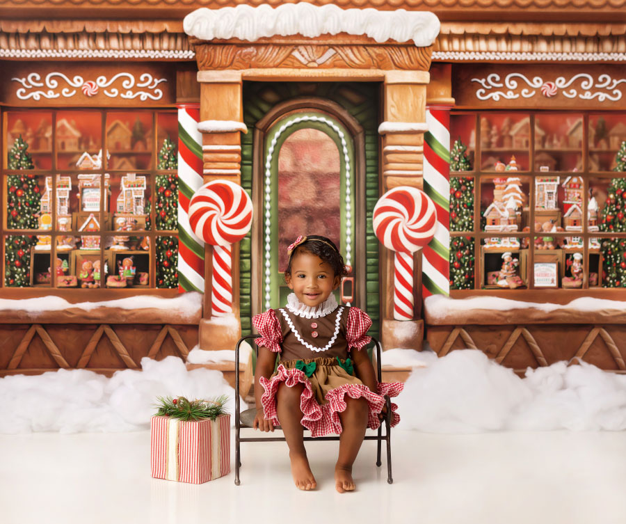Atlanta baby photographer, gingerbread Christmas studio set