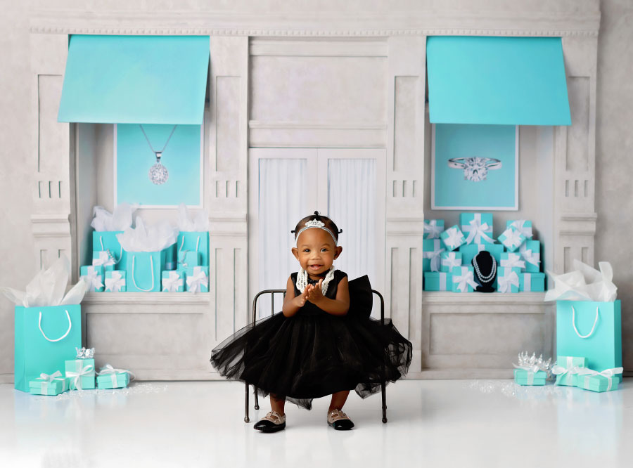 Atlanta baby photographer, Tiffany's storefront studio set