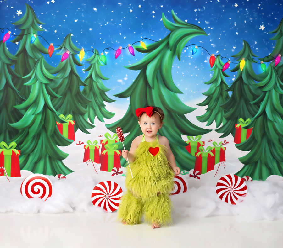 baby photographer near Powder Springs; whimsical Christmas studio set