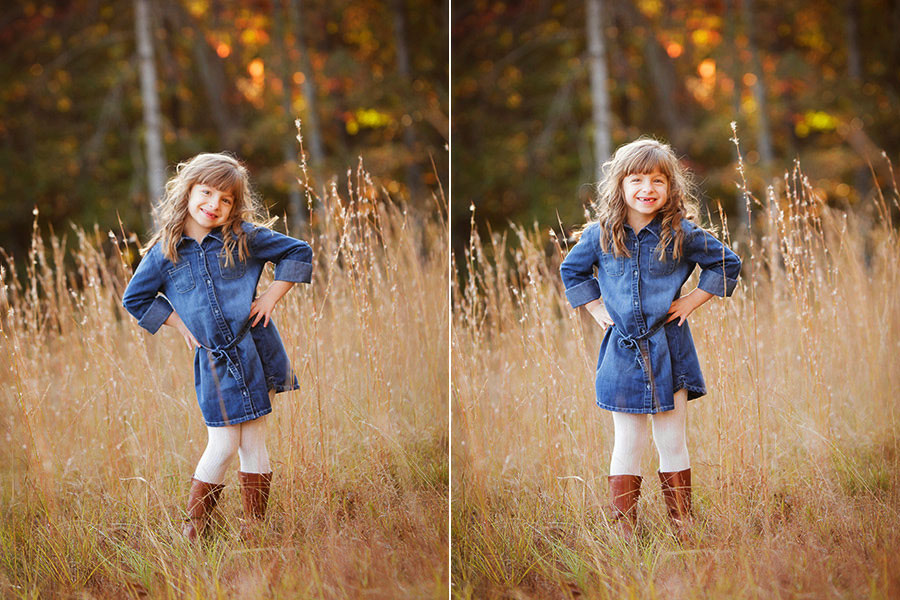Bremen kids' photographer, girl in tall grass in autumn