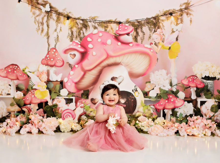 Carrollton baby photographer in Georgia, pink fairy mushroom set
