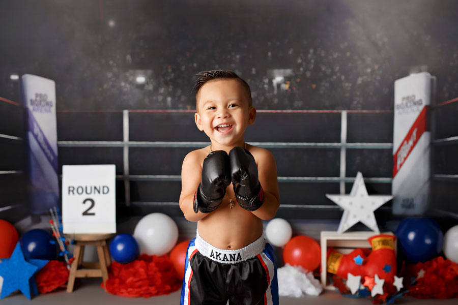 Newnan baby photographer, boxing studio set for second birthday