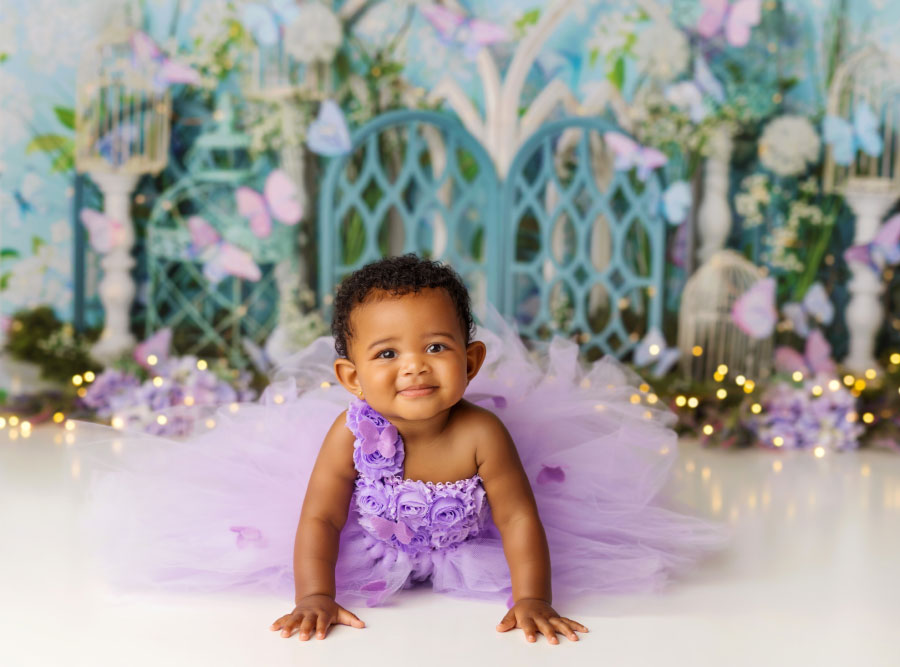 Newnan baby photographer, purple butterfly studio set