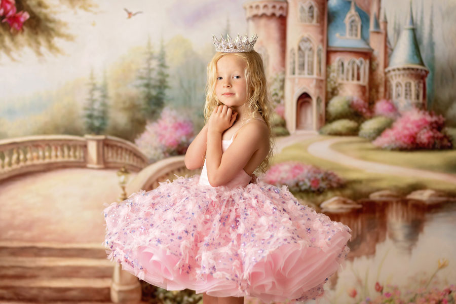Newnan dream dress photographer for kids, pink princess studio set