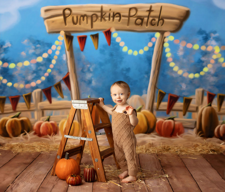 Tyrone baby photographer; pumpkin patch studio set