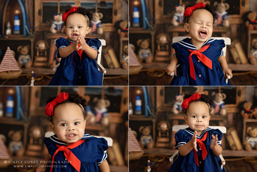 baby photographer near Powder Springs, expressions collage from nautical themed session