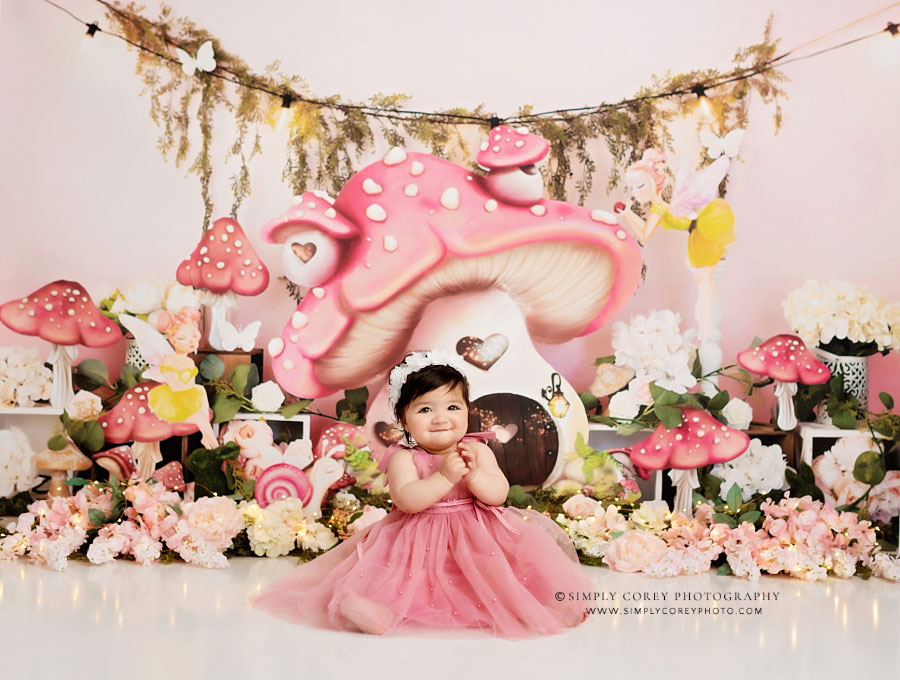 Atlanta baby photographer, pink fairy studio cake smash set