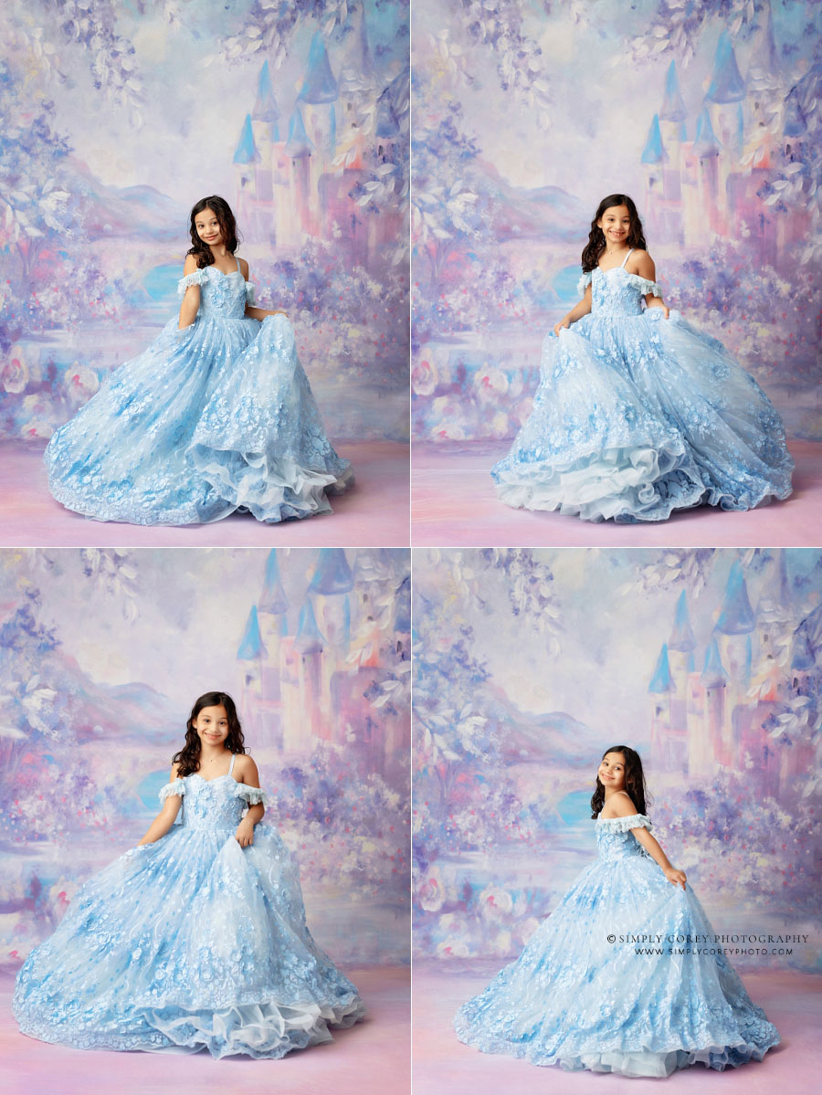 Atlanta children's photographer, dream dress experience with blue princess set