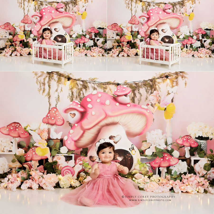 Douglasville baby photographer, pink fairy milestone studio set