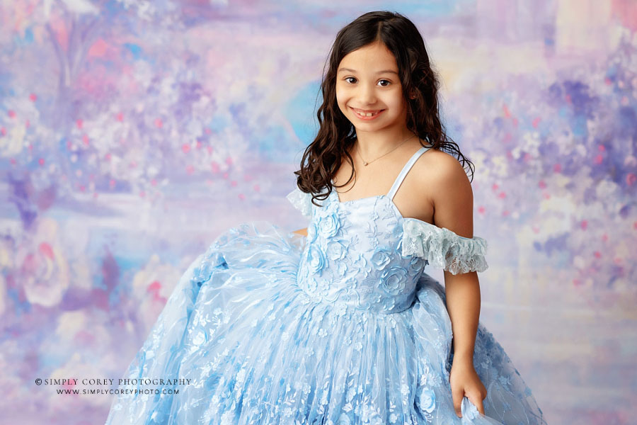 Douglasville kids photographer, princess dream dress studio experience